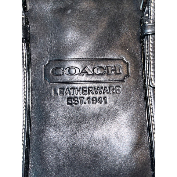 Coach Hamptons Tote 8E92 Black Smooth Leather Shoulder Bag Shopper Tote Bag - Picture 14 of 14